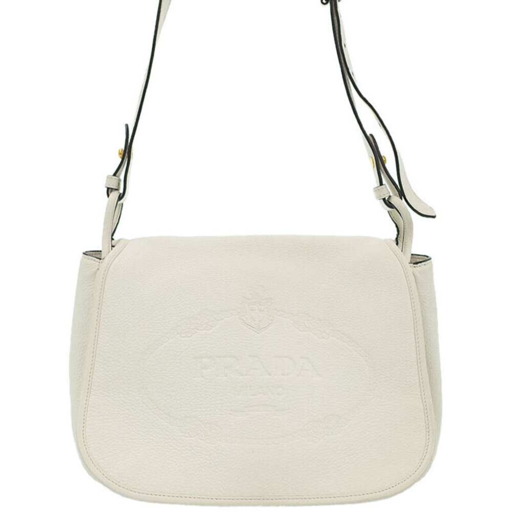 Prada Vitello Daino Embossed Logo Flap Shoulder Bag